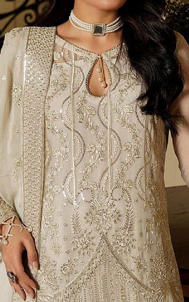 Maryams Off White Chiffon Suit | Pakistani Embroidered Chiffon Dresses USA- Image 3