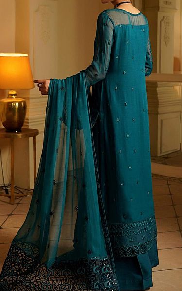 Maryams Teal Chiffon Suit | Pakistani Embroidered Chiffon Dresses USA- Image 2