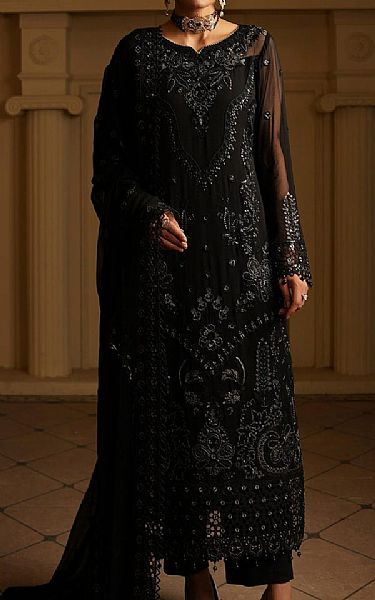Maryams Black Chiffon Suit | Pakistani Embroidered Chiffon Dresses USA- Image 1