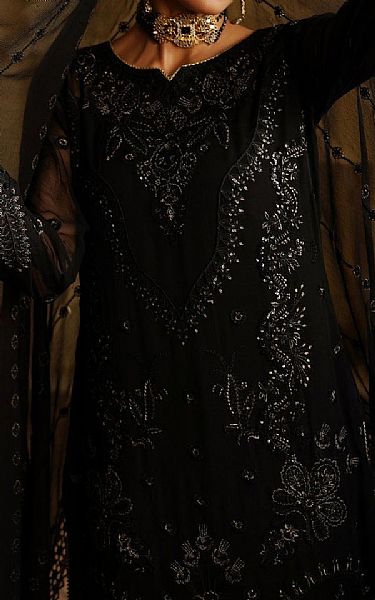 Maryams Black Chiffon Suit | Pakistani Embroidered Chiffon Dresses USA- Image 3
