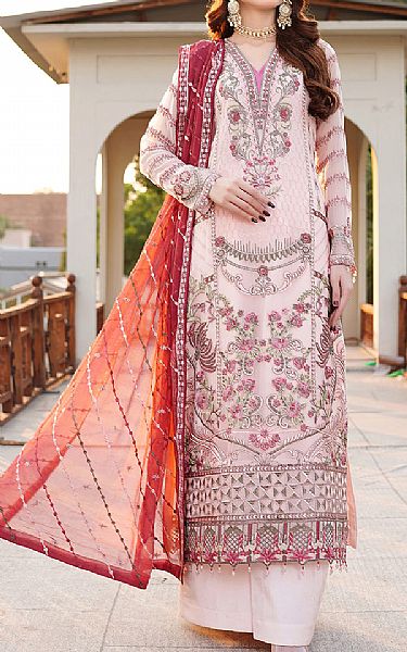 Maryams Pink Chiffon Suit | Pakistani Embroidered Chiffon Dresses- Image 1