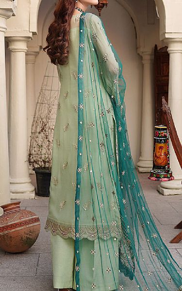 Maryams Pistachio Green Chiffon Suit | Pakistani Embroidered Chiffon Dresses- Image 2