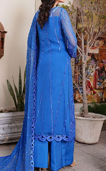 Maryams Royal Blue Chiffon Suit | Pakistani Embroidered Chiffon Dresses- Image 2