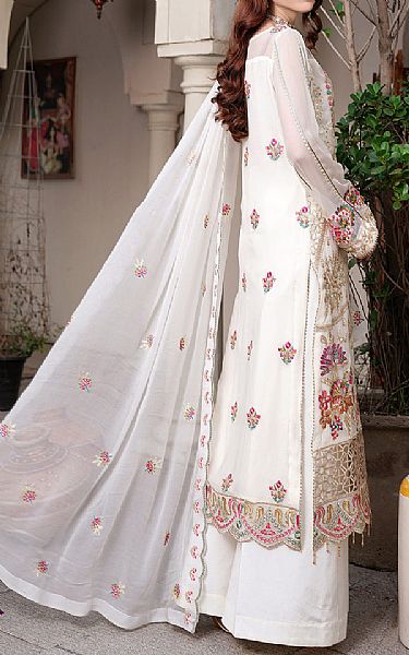Maryams White Chiffon Suit | Pakistani Embroidered Chiffon Dresses- Image 2