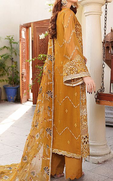 Maryams Mustard Chiffon Suit | Pakistani Embroidered Chiffon Dresses- Image 2