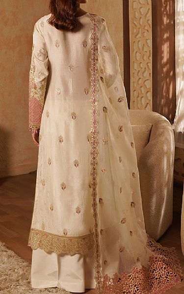 Maryams Ivory Silk Suit | Pakistani Embroidered Chiffon Dresses USA- Image 2