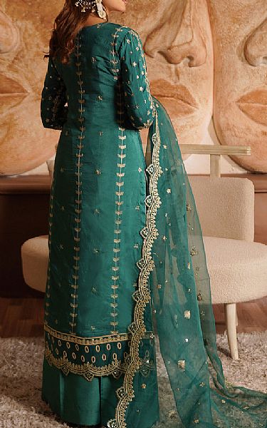 Maryams Emerald Green Silk Suit | Pakistani Embroidered Chiffon Dresses USA- Image 2