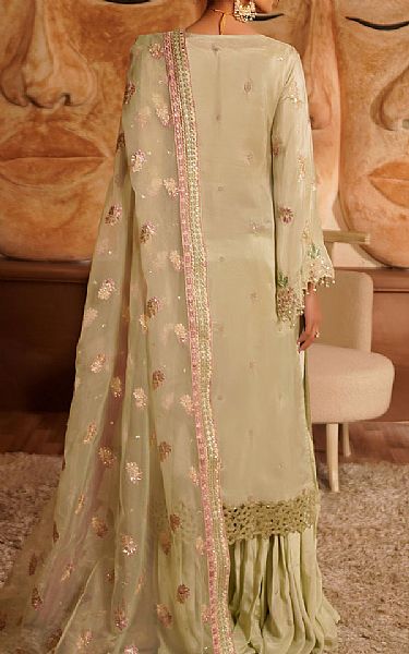 Maryams Light Green Silk Suit | Pakistani Embroidered Chiffon Dresses USA- Image 2