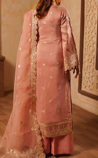 Maryams Peach Silk Suit | Pakistani Embroidered Chiffon Dresses USA- Image 2