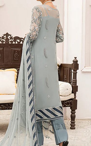 Maryams Slate Grey Chiffon Suit | Pakistani Dresses in USA- Image 2