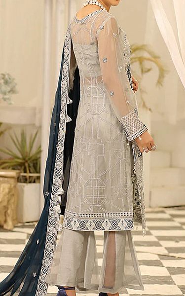 Maryams Silver/Grey Chiffon Suit | Pakistani Dresses in USA- Image 2