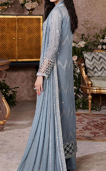 Maryams Cadet Grey Chiffon Suit | Pakistani Embroidered Chiffon Dresses USA- Image 3