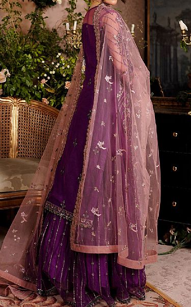 Maryams Purple Net Suit | Pakistani Embroidered Chiffon Dresses USA- Image 2