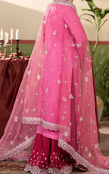 Maryams Pink Silk Suit | Pakistani Embroidered Chiffon Dresses USA- Image 2