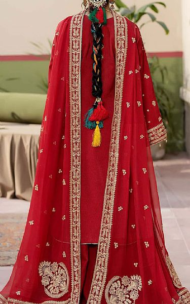 Maryams Scarlet Silk Suit | Pakistani Embroidered Chiffon Dresses USA- Image 2