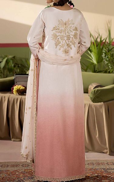 Maryams Ivory/Pink Silk Suit | Pakistani Embroidered Chiffon Dresses USA- Image 2