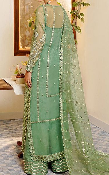 Maryams Slate Green Organza Suit | Pakistani Embroidered Chiffon Dresses USA- Image 2