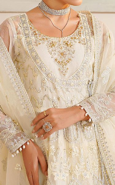 Maryams Off White Organza Suit | Pakistani Embroidered Chiffon Dresses USA- Image 3