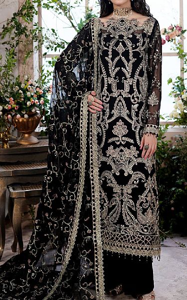 Maryams Black Chiffon Suit | Pakistani Embroidered Chiffon Dresses USA- Image 1
