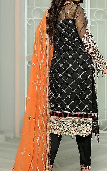 Maryams Black Organza Suit | Pakistani Dresses in USA- Image 2