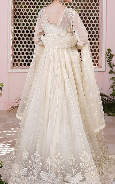Maryams Off-white Organza Suit | Pakistani Embroidered Chiffon Dresses- Image 2