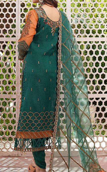 Maryams Teal Organza Suit | Pakistani Embroidered Chiffon Dresses- Image 2