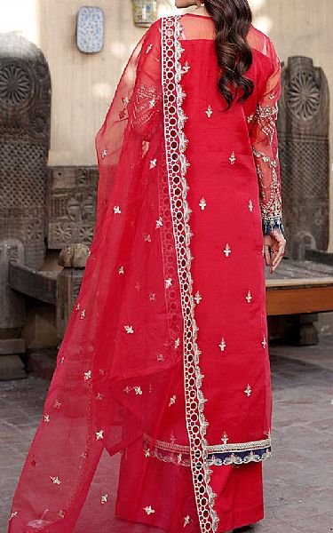 Maryams Red Ribbon Organza Suit | Pakistani Embroidered Chiffon Dresses USA- Image 2