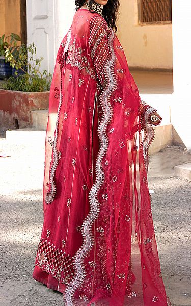 Maryams Crimson Organza Suit | Pakistani Embroidered Chiffon Dresses USA- Image 2