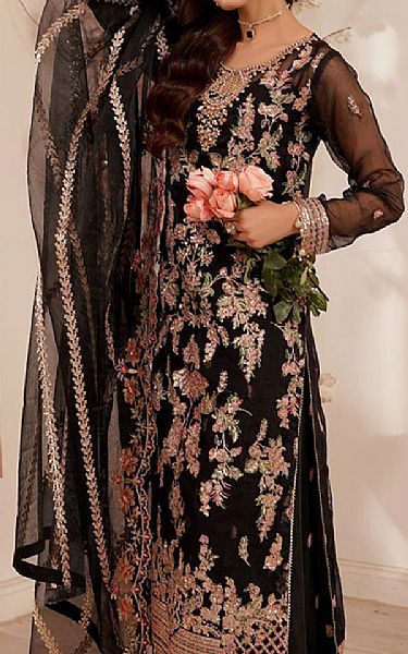 Maryams Black Organza Suit | Pakistani Embroidered Chiffon Dresses USA- Image 3