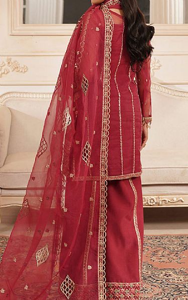 Maryams Vivid Burgundy Organza Suit | Pakistani Embroidered Chiffon Dresses USA- Image 2