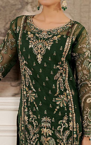 Maryams Green Organza Suit | Pakistani Embroidered Chiffon Dresses USA- Image 3