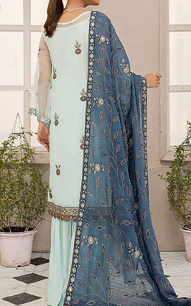 Maryams Light Cyan Organza Suit | Pakistani Dresses in USA- Image 2