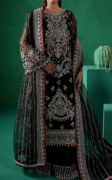 Maryams Black Organza Suit | Pakistani Embroidered Chiffon Dresses USA- Image 1
