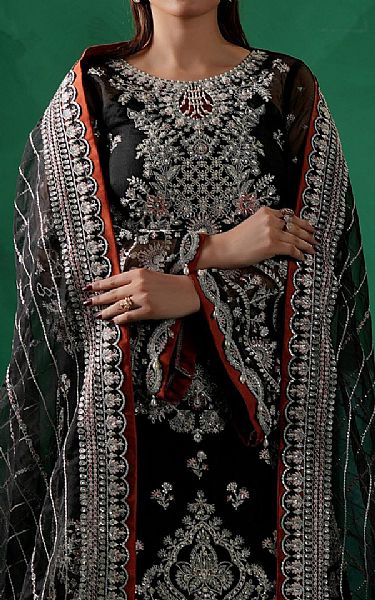 Maryams Black Organza Suit | Pakistani Embroidered Chiffon Dresses USA- Image 3