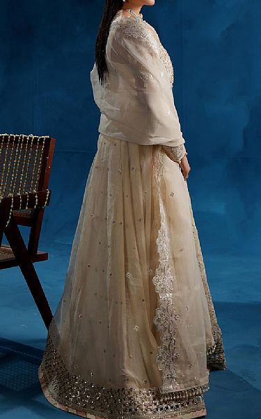 Maryams Ivory Organza Suit | Pakistani Embroidered Chiffon Dresses USA- Image 2