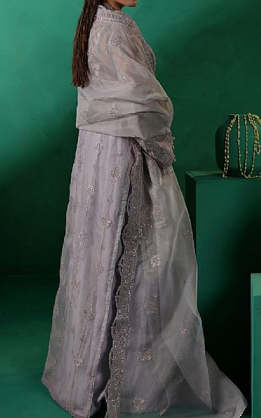 Maryams Grey Organza Suit | Pakistani Embroidered Chiffon Dresses USA- Image 2