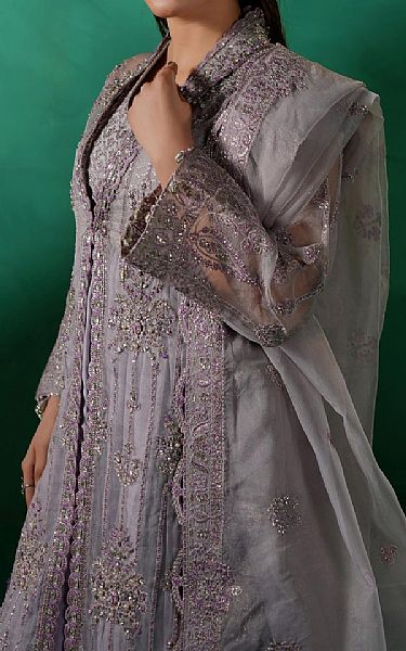 Maryams Grey Organza Suit | Pakistani Embroidered Chiffon Dresses USA- Image 3