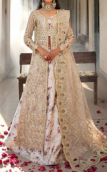 Maryams Ivory Organza Suit | Pakistani Embroidered Chiffon Dresses USA- Image 1