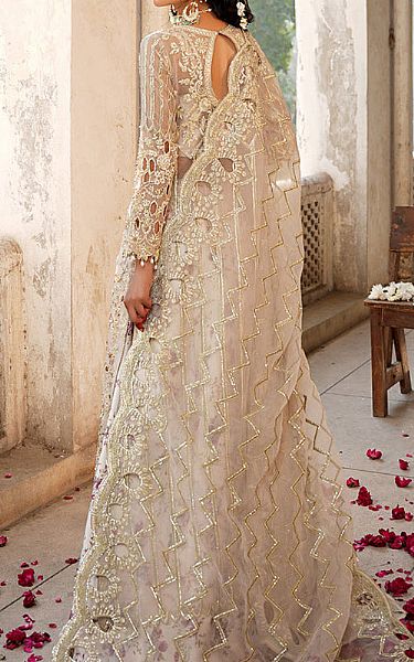 Maryams Ivory Organza Suit | Pakistani Embroidered Chiffon Dresses USA- Image 2