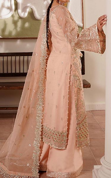 Maryams Peach Organza Suit | Pakistani Embroidered Chiffon Dresses USA- Image 2