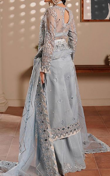 Maryams Grey Organza Suit | Pakistani Embroidered Chiffon Dresses USA- Image 2