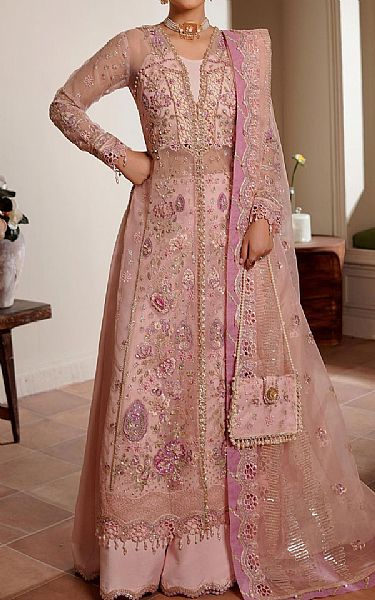 Maryams Pink Organza Suit | Pakistani Embroidered Chiffon Dresses USA- Image 1