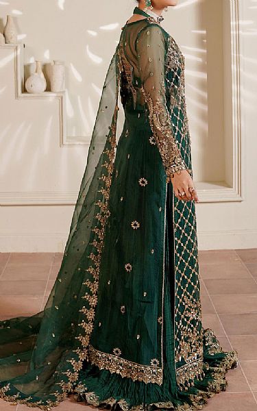 Maryams Green Organza Suit | Pakistani Embroidered Chiffon Dresses USA- Image 2