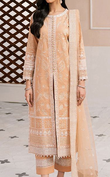 Maryum N Maria Peach Lawn Suit | Pakistani Lawn Dress in USA- Image 1