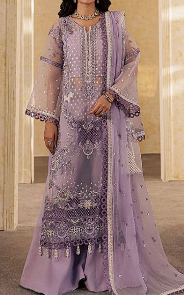 Maryum N Maria Lavender Organza Suit | Pakistani Embroidered Chiffon Dresses USA- Image 1