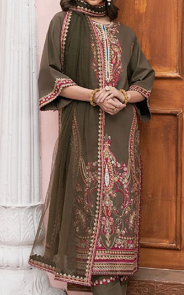 Maryum N Maria Olive Lawn Suit | Pakistani Lawn Dress in USA- Image 1