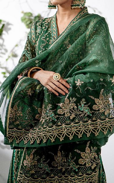 Maryum N Maria Green Organza Suit | Pakistani Embroidered Chiffon Dresses- Image 2