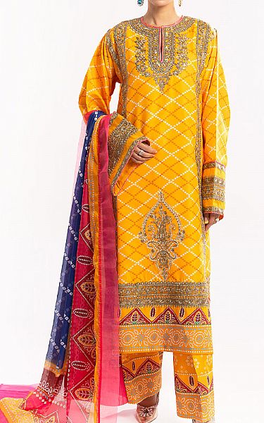 Maryum N Maria Mustard Lawn Suit | Pakistani Lawn Suits- Image 1