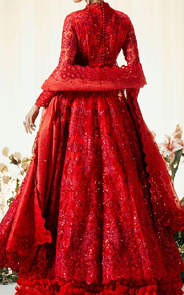Maryum N Maria Scarlet Organza Suit | Pakistani Embroidered Chiffon Dresses- Image 2