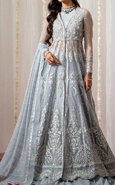 Maryum N Maria Baby Blue Chiffon Suit | Pakistani Embroidered Chiffon Dresses- Image 1